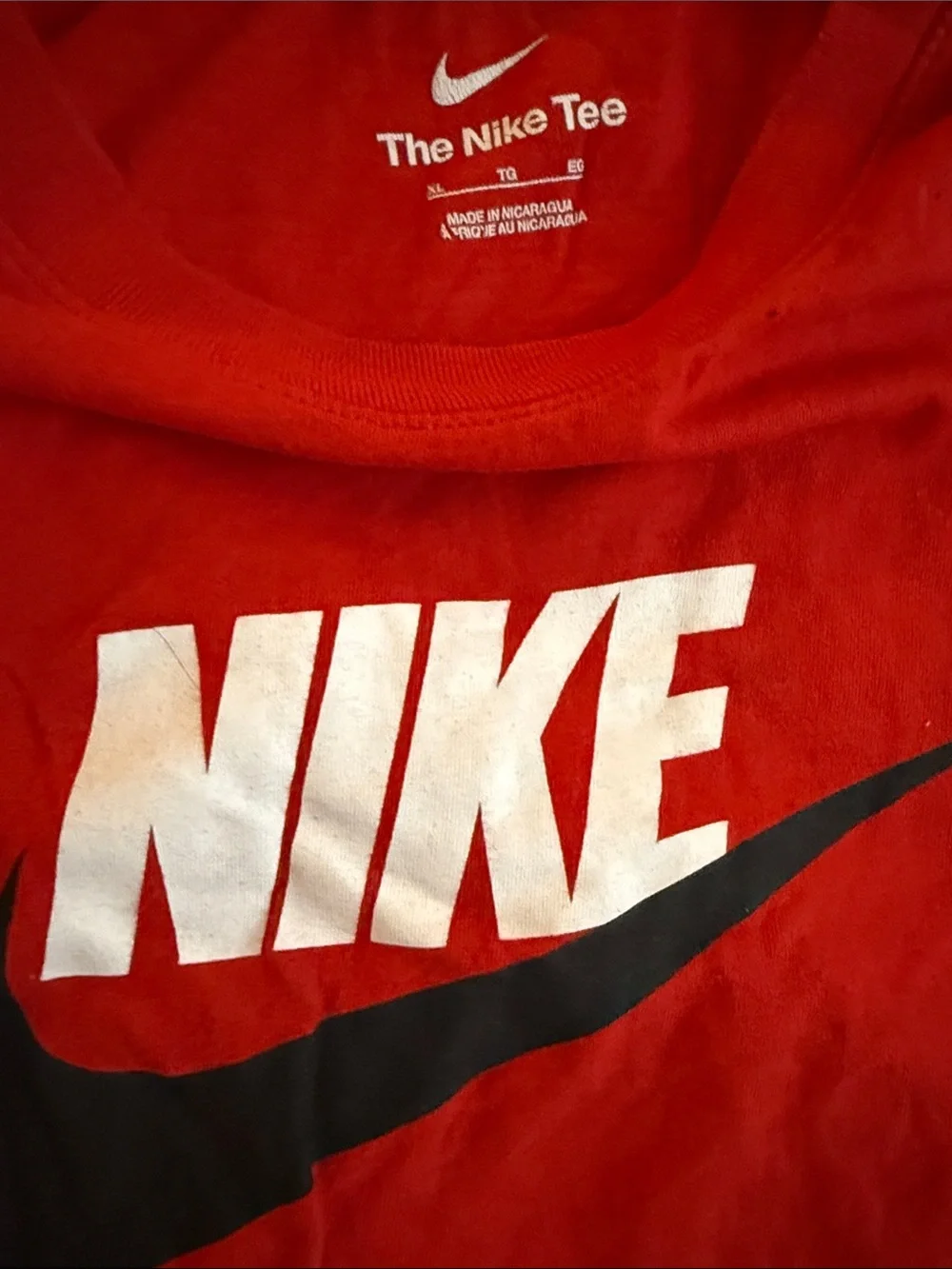 Nike Red Short-Sleeve Tee with White and Black Logo